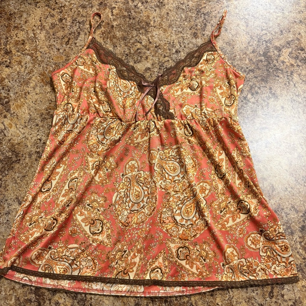 Vintage Y2K Paisley Print Camisole Top